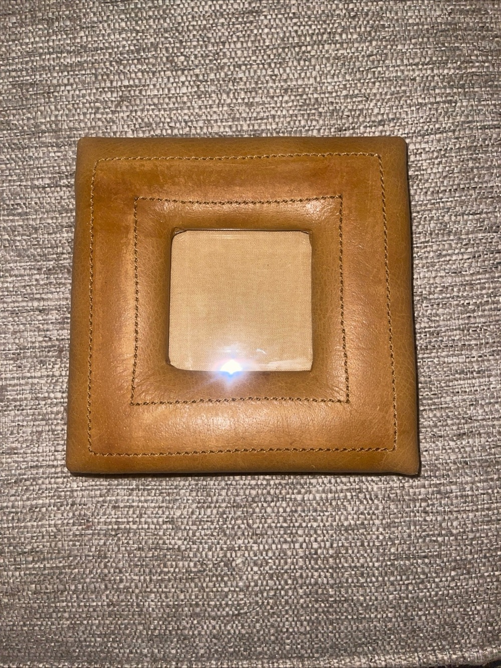 Square Kahki Tan Leather Picture Frame 5" x 5" for a 2.5" X 2.5 Photo Home Decor